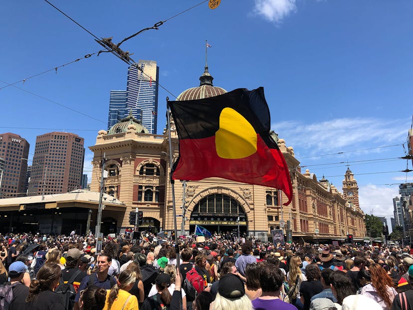 Tens of thousands protest on Invasion Day Red Flag