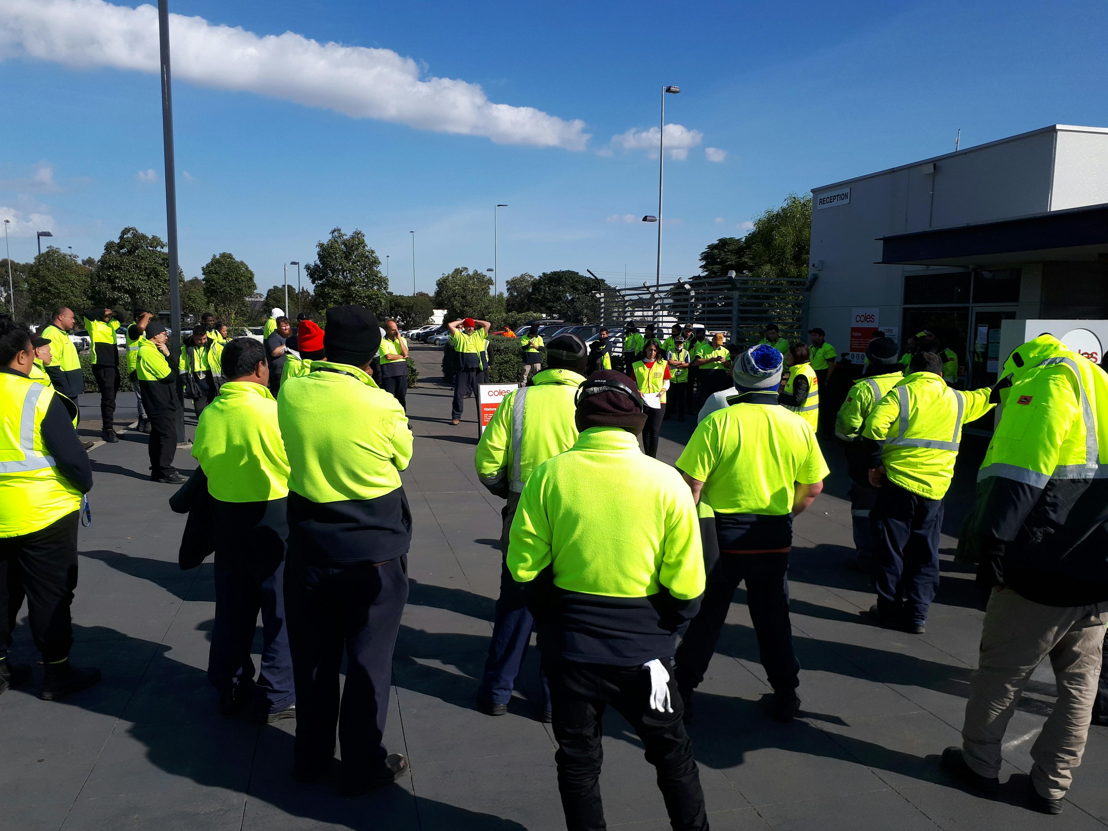 ‘We need to worry about our own lives’: Melbourne warehouse workers walk out for safety