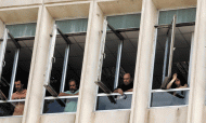 Workers in the occupied public broadcaster, ERT. Workers in the occupied public broadcaster, ERT.